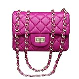 Kleine Gold Kette Gesteppte Umhängetasche Mini Kreuz Körper Frauen Handtasche Clutch Classic Abendtasche 20 * 14 * 7cm (Rose rot)