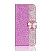 Produktbild Ostop Brieftasche Lederhülle für Samsung Galaxy S8 Plus,Glitzer Stilvoll Lila Schutzhülle Luxus Diamant Kartenfach Standfunktion Flip Abdeckung 3D Kristall Klar Schmetterling Magnetverschluss
