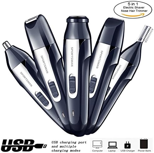 5 in 1 Men's Multi Grooming Kit for Beard/Stubble, Facial &amp;Body with Nose hair Trimmer, Electric Shavers and Eyebrow Razor etc Attachment (Grey)