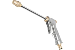 Fai Top Garden Hose Spray Gun with Full Brass Nozzle,Water Hose Pipe Spray Gun,Perfect for Car & Pet Washing/Watering Lawn and Garden/Sidewalk Cleaning-Long Garden Spray Gun (Long)