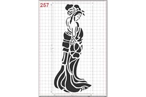 GiwuArt - Japanese Woman Geisha Kimono Stencil Mylar A4 Sheet 190 Micron Strong Reusable Craft Art Wall Deco