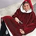 Produktbild Ultra Plüschdecke Hoodie Übergroße Dicke Sweatshirt Warme bequeme lange dicke Giant Hooded Robe Pullover mit großer Tasche für Erwachsene Mann Frau wie im Fernsehen gesehen - Burgund