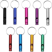 6 Sifflets En Aluminium Fort Décibel - Avec Porte-clés - Pour Randonnée, Survie, Sport Et Urgences