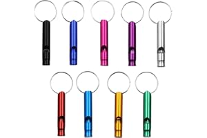 SGERUFZ 9 Pcs Sifflet en Aluminium, Sifflet de Survie, Sifflet d'Urgence Fort Décibel avec Porte-clés, Sifflet de Sauvetage, Petit Sifflet, Idéal pour Randonnée Sauvage et Entraînement en Plein Air