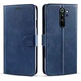 Skintice Flip Case Leather Finish Inside TPU with Card Pockets Wallet Stand Shock Proof Magnetic Closure 360 Degree Complete Protection Flip Cover for Xiaomi Redmi Note 8 Pro Blue