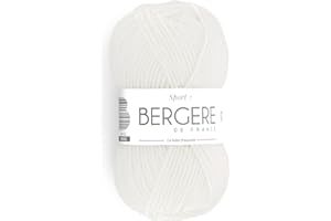 BERGERE DE FRANCE Bergère de France - SPORT+ pelote de laine à tricoter et crochet (50g) 5 mm - 50% de Laine - Fabriqué en France - Gros fil rond, chaud et doux - Blanc (BLANC)