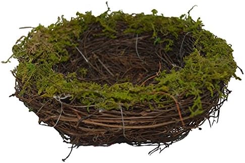 Imaly Decor Easter Artificial One Faux Natural Moss,Rattan and Twig Bird's Nest for Arts and Crafts