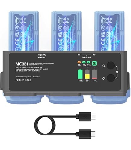 Chargeur Bidirectionnel Pour Batterie DJI Mini 2 / Mini SE - Hub De Charge 2 Batteries + Power Bank - Gris