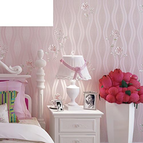 fresh garden flowers stereo wallpaper/striped nonwoven wallpaper/Living room bedroom warm pink wall-to-wall wallpaper-B
