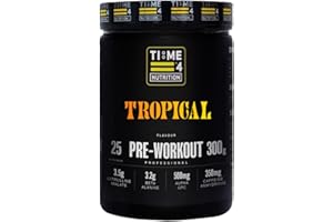 TIME 4 NUTRITION Time 4 Pre Workout Professional High Strength Vegan Pre Workout Powder for Men & Women Energy Drink Zero Sugar with L Citrulline Malate, Beta Alanine, L-Tyrosine, Alpha GPC, Theacrine (Tropical)