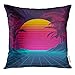 Produktbild Trsdshorts Throw Pillow Cover Blue Computer Retro Futuristic Landscape 1980S Style Digital Cyber 80S Party Sci Fi Summer Purple 1990S Decorative Pillow Case Home Decor Square 18x18 Inches Pillowcase
