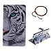 Produktbild GOCDLJ PU Hülle per Samsung Galaxy Note Edge N9150 Muster, Ultra Slim Leder Flip Cover Tasche Ledertasche Handytasche Pattern Buchstil Handyhülle Protective Case Etui Bumper Schale Wallet vollständig schützende mit Magnetverschluss Ständerfunktion ID Karte Slots Pouch Soft Silikon Backcover Rückseite shell kunstlederhülle Schutzhülle für Samsung Galaxy Note Edge N9150 + Chinesischer Stil Rote Armbänder Design Weißer Tiger