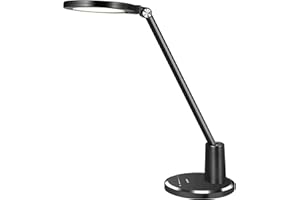 Schreibtischlampe LED,JUKSTG Büro Tischleuchte TouchBedienung Dimmbar 6 Helligkeits 3 Farbstufen Augenschutz Tischlampen Nachttischlampe, Schreibtischlampen für Büro, Lesen, Arbeit,Kinder (Schwarz)