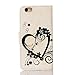 iPhone 5 Case,iPhone 5S Wallet Case,Leeook Retro Elegant Pretty Creative White Embossing Love Heart Butterfly Flower Flip PU Leather Fold Wallet Pouch Case with Strap Stand Credit Card ID Cash Holders Book Style Stand Function Magnetic Closure Case Cover for Apple iPhone 5S/SE/5 + 1x Black Stylus