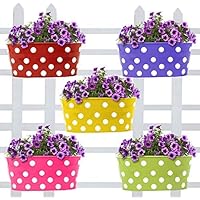 TrustBasket Dotted Oval Railing Planters (Multicolour, Pack of 5)