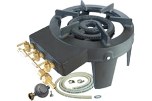 UNIVERS DU PRO MEVA - Rechaud Gaz Fonte véritable 9.8 KW 4 pieds 3 robinets + Tuyau gaz et détendeur