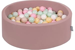 KiddyMoon Rund Bällebad Velvet Bällepool 90X30cm/200 Bälle ∅ 7Cm Ballgruben Für Babys Spielbad Kleinkinder, Hergestellt In Der EU, Erikafarben: Pastellbeige/Pastellgelb/Weiß/Minze/Puderrosa