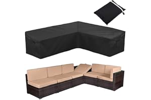 BOSKING Patio Furniture Sectional Couch Cover Waterproof 420D Oxford L Shaped Garden Rattan Corner Sofa Furniture Protector Covers for Outdoor Indoor Veranda
