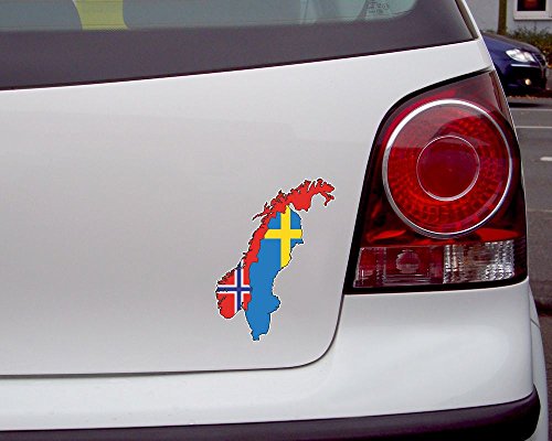 Skandinavien Aufkleber Autoaufkleber in den Nationalfarben Norwegen Norge Schweden in 5 Größen (7,3x10cm )