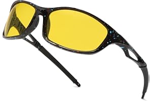 Long Keeper Occhiali da Guida per Uomo Donna Occhiali Lente Gialla per la Visione Notturna Antiriflesso Occhiali Guida Notturna Moda per Guida Corsa Sport