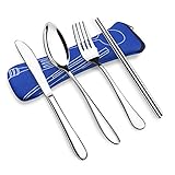 【MATERIAL DE GRADO DE ALIMENTOS】 Acero inoxidable de grado alimentario ASTM 304, nuestros cubiertos son mucho más gruesos y resistentes que los cubiertos de otros vendedores