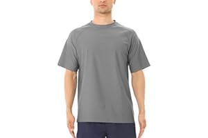 MASOCIO T-Shirt Anti UV à Manche Courts Rash Guard Homme UPF 50+ Maillot de Bain Hauts Séchage Rapide