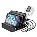 Produktbild AYQ USB Ladestation, 6 Port Multi Handy Ladestation Telefon Dockingstation Universell Ladegerät mit 1 Quick Charging 3.0 und 5 Smart USB Ladeport, 5V9A für IOS, Android und Typ-C, 1 Kabel