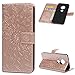 Produktbild Edauto Kompatibel mit Moto G7 Hülle, Sonnenblume Case für Moto G7 / Moto G7 Plus HandyHülle Leder Flipcase Schutzhülle Brieftasche Tasche Ständer Magnetverschlusss Kartenfach Klapphülle Rotgold