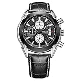 LLLS Herrengeschäft Casual Fashion Analogue Quartz Waterproof Watch Mit Genuine Leather Watch Band Chronograph