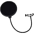 SKEIDO Double Layer Studio Microphone Wind Screen Pop Filter for Speaking Recording, Black