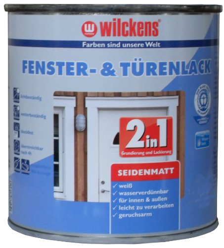 Wilckens 2-in-1 Fenster- & Türenlack seidenmatt, 750 ml, weiß 12993100050