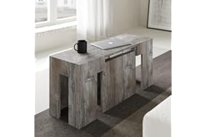 VE.CA.s.r.l. - Panca Allungabile Candy - In Legno Nobilitato - Con Porta Prolunghe - Allungabile Fino a 3 Metri - Arredo Casa, Cucina - Colore: Pino Grigio Jackson - Made in Italy