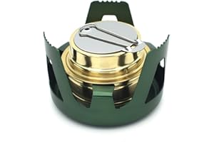 N+B Quemador de estufa de alcohol portátil con tapa de soporte de aleación de aluminio para acampar al aire libre, senderismo, mochilero, accesorios de cocina (Verde)