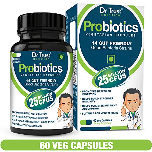 Dr Trust (USA) Advanced Probiotics blend Digestive Enzymes 100% Natural 60 Vegetarian Support Supplements Capsules With Added 25 Billion CFUS for Healthy Stomach Digestion men and women