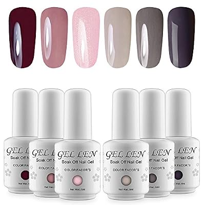 Gellen Gelle Gel Polish 6 Colours Set UV LED Soak off Gel Nail Varnish Nail Art Salo Manicure Gel Lacquer 8ml, 13