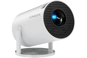 LIMOFF Mini Projector 4K Mini Projector with Android 11 WiFi 6 & Bluetooth 5.2 Full HD Projector 160 Ansi Lumen 180 Degree Angle Car Keystone 200 Inch Home Cinema Projector Compatible with Mobile Phone/PC