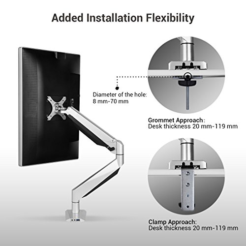Fleximounts D7A Gasfeder Monitorhalter Tischhalterung Standfuß für 10″-27″ LCD LED TV Bildschirme Flachbildschirm, Belastbarkeit:2-9 kg, neigbar, schwenkbar 360°, höhenverstellbar - 7