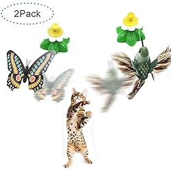 Funny Spinner interactivo gato juguete eléctrico giratorio mariposa gato mascota juguete pequeño pájaros girando wiggler gatito jugar juguete gato teaser juguetes paquete de 2 (color al azar)