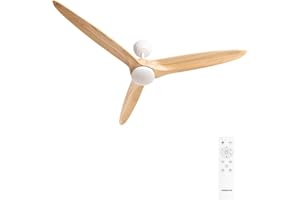 CREATE / WIND CENTURY/Ventilateur de plafond avec lumière blanc bois naturel avec télécommande / 40W, programmable, Ø152 cm, 6 vitesses, fonction été-hiver, lumière LED 3 températures