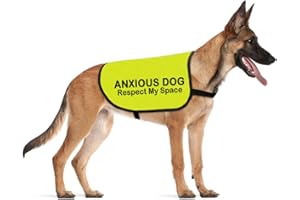 CENWA Anxious Dog Respect My Space Dog Jacket Vest Alert Slogan Warning Vest Rescue Dogs Anxious Dogs Gift (ANXIOUS space Large)