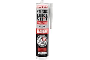 EVO-STIK Sticks Like Sh*t Turbo CLEAR Adhesive - 290ml - All Weather - Fast Setting - Extreme Temperature & Movement Resistant