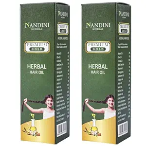 Nandini Herbal Premium Gold Herbal Oil, Helps in Regrowth of Hair and Reduce Dandruff, Pack of 2