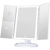LAND OF MYTH - 1X-2X-3X-10X B&uuml;y&uuml;tmeli 37 LED Işıklı Makyaj Aynası, 3 Panel, Katlanabilir, Dokunmatik Sens&ouml;rl&uuml; (Beyaz)