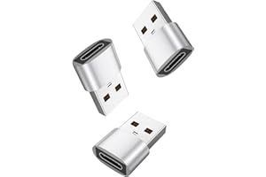 LBMONKEY USB to USB C Adapter 3 Pack Plug & Play Type C to USB Adaptor for Fast Charging&Data Sync, High Heat-Resistant Aluminium Alloy USBC to USB Adapter Cable Converter for Notebook Tablet Smartphone Silver