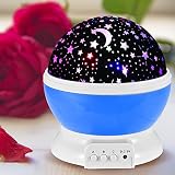 GRDE® projektion lampe Geburtstag lampe Weihnachtsgeschenke Romantische Lamp Dekorative Leuchten Innenleuchten 4 led Nachlicht Sun und Stern Beleuchtung Lampe 360 Grad entspannende Stimmung Licht projektor Baby Kinder zimmer Schlafzimmer Kinder Zimmerfür Weihnacht Geburtstag Ferien Partei(Blau) - 5