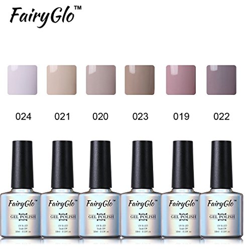 nagelgel farben FairyGlo gel nagellack nail polish set soak off gel,6 x Stück nude farben gellack