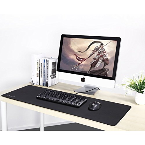Elzo Mauspad Extra Groß Gaming Mouse Mat Geeignet für Tastatur und Maus Rutschfester Gummibestand Mousepad Mousepad mit strukturierter Oberfläche und genähten Rändern 90 x 30 x 0.4cm Schwarz - 7