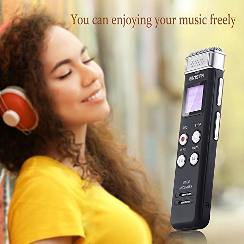 EVISTR Slim Digital Voice Recorder Black - 8GB/560 Hours Capacity - Simple Operation Mini Recorder Metal Body Auto… - Image 6