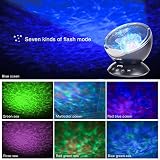 Lunsy Ozean Projektor Nachtlicht Kinder Atmosphäre Tischlampe mit Multifunktionale Fernbedienung (Musik-Eingang/ 7Lichtmodi/4 Naturklänge ), für Schlafzimmer Babyzimmer Kinderzimmer, TF Steckplatz/USB Klinken Kabel, Schwarz - 4