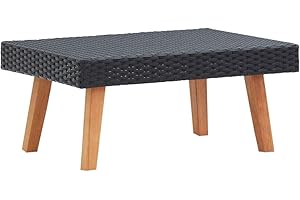 vidaXL Table Basse de Jardin d'Appoint de Patio de Terrasse Meuble d'Extérieur Arrière-Cour Piscine Résine Tressée Noir